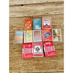 Vintage Lot of 11 Playing Card Decks Bicycle, Hoyle, Advertising NOS